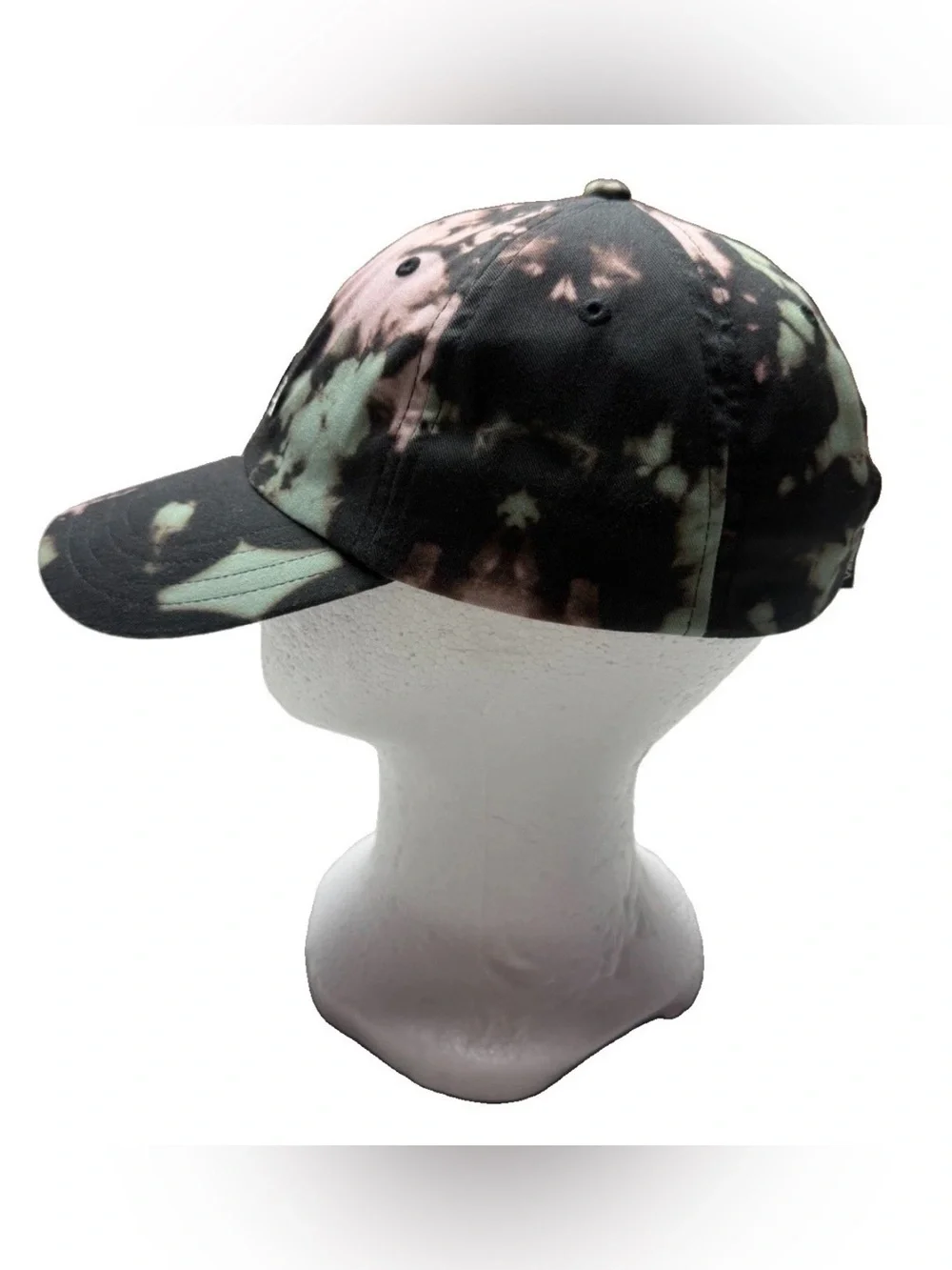Vans Off The Wall Bleach Tie Dye Strapback Hat Adjustable Baseball Cap Black